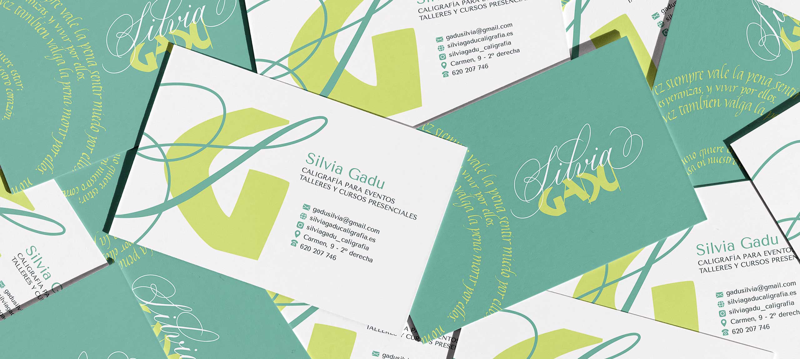 Branding para Silvia Gadu Caligrafía. Diseño de tarjetas de visita